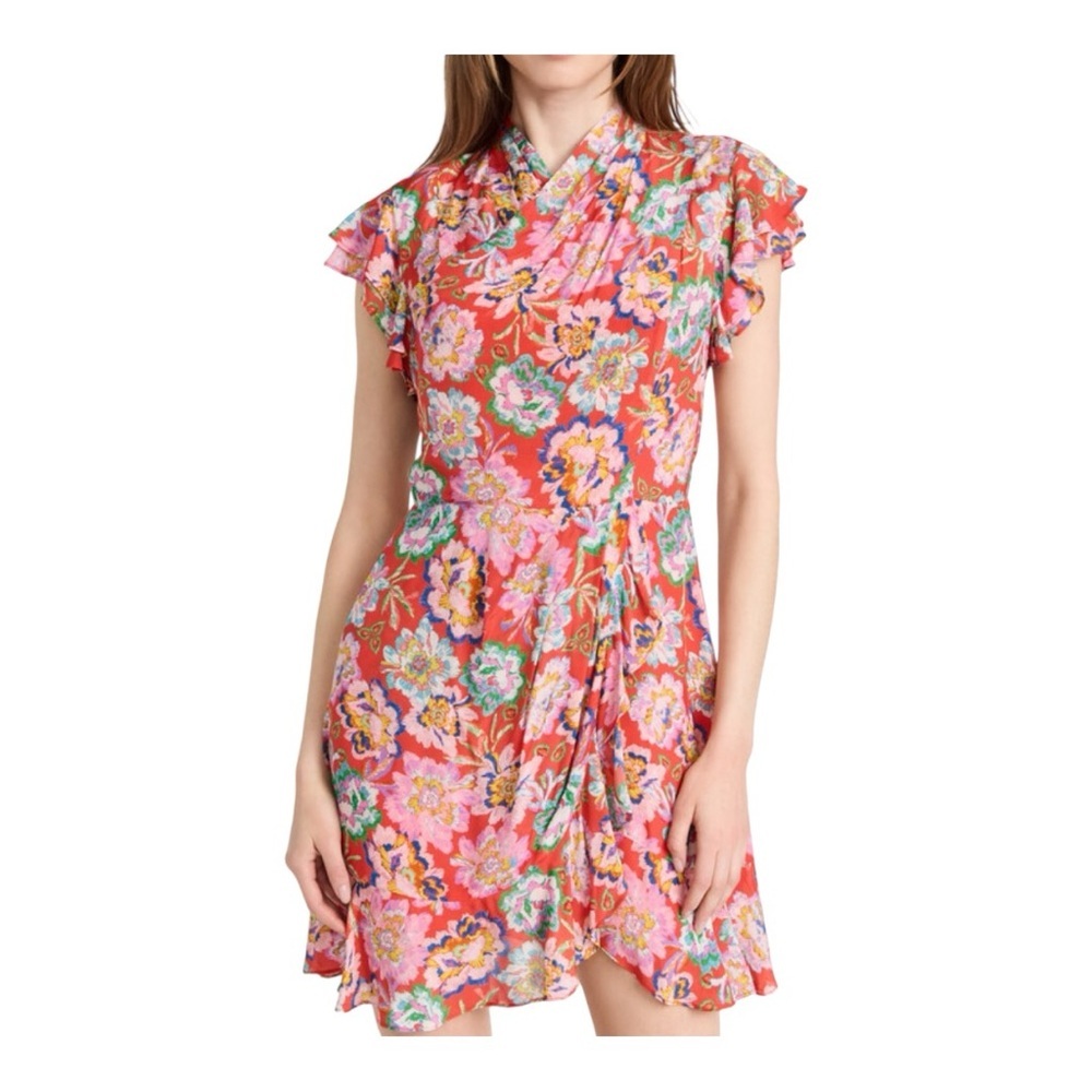 Shoshanna Tribeca Flutter-Sleeve Floral-Print Mini Dress Size 6